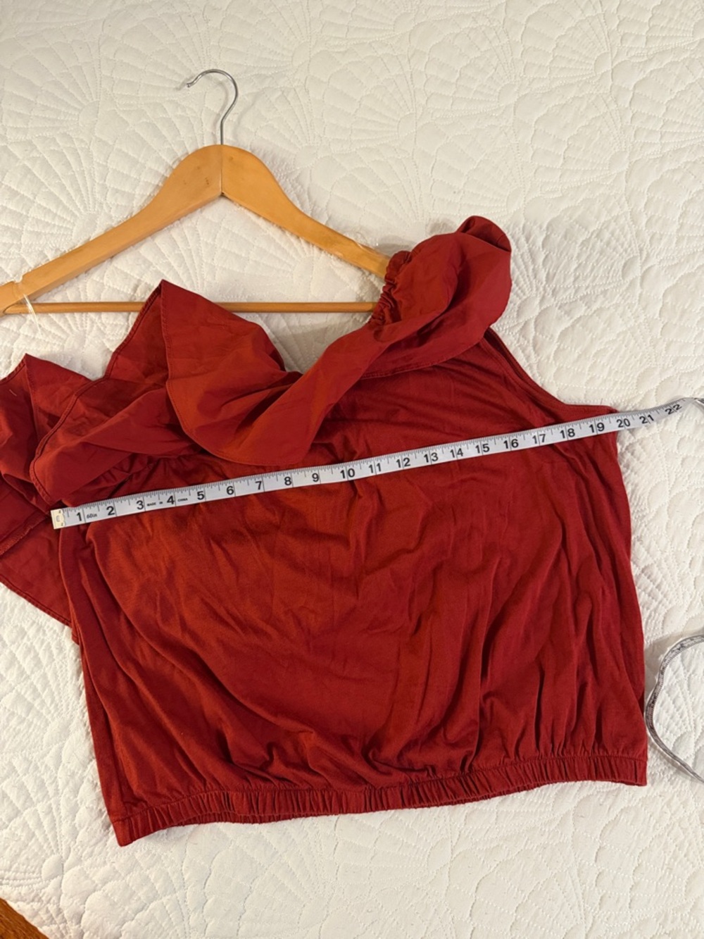a new day Red One-Shoulder Ruffle Crop Top - Picture 8 of 8